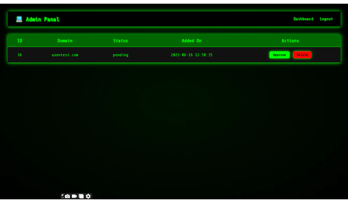 Domain Approvel Sorce code